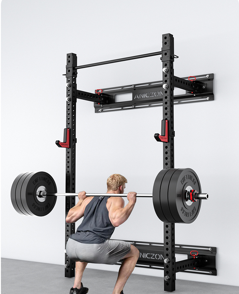 Home Gym Folding Rack - Rak Tenaga Lipat Multifungsi yang Dipasang