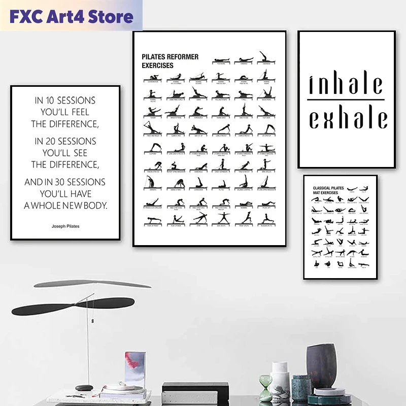 Home Gym Room - Poster Bagan Latihan Pilates Tanpa Bingkai
